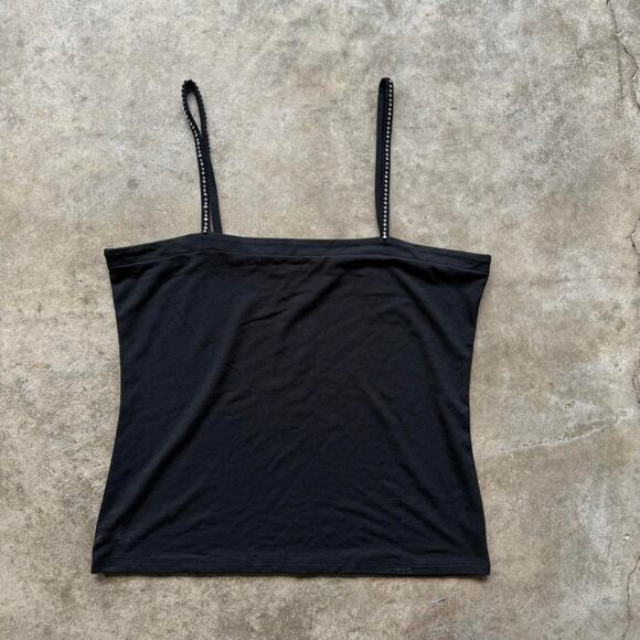 New black cami top with rhinestone straps - Picture 1 of 5